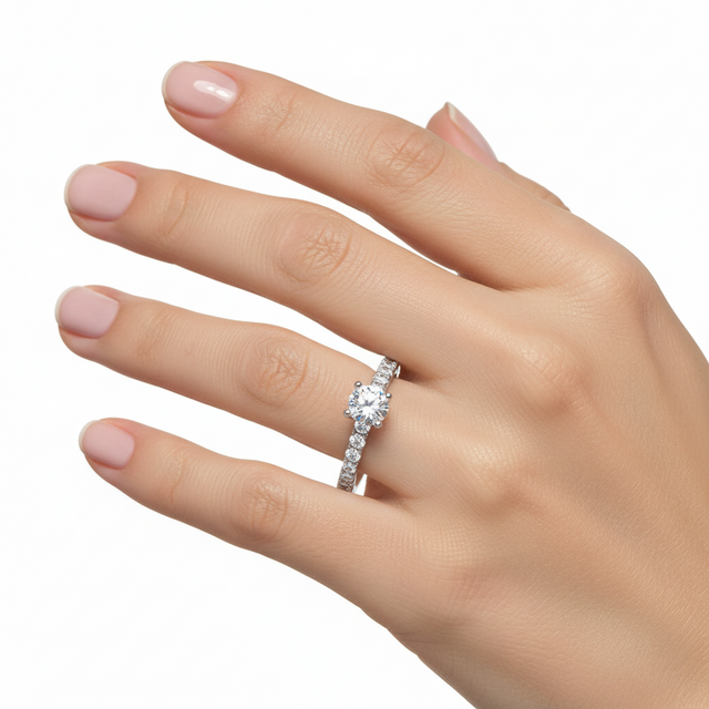 C151-13 Dört Tırnak Yuvarlak Taşlı