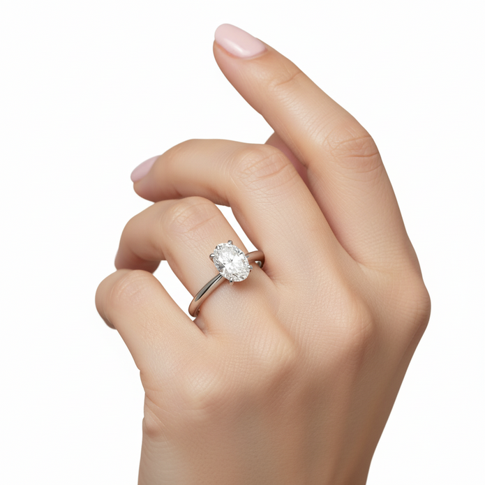 CT-001-6 Oval Kesim Tektaş Yüzük